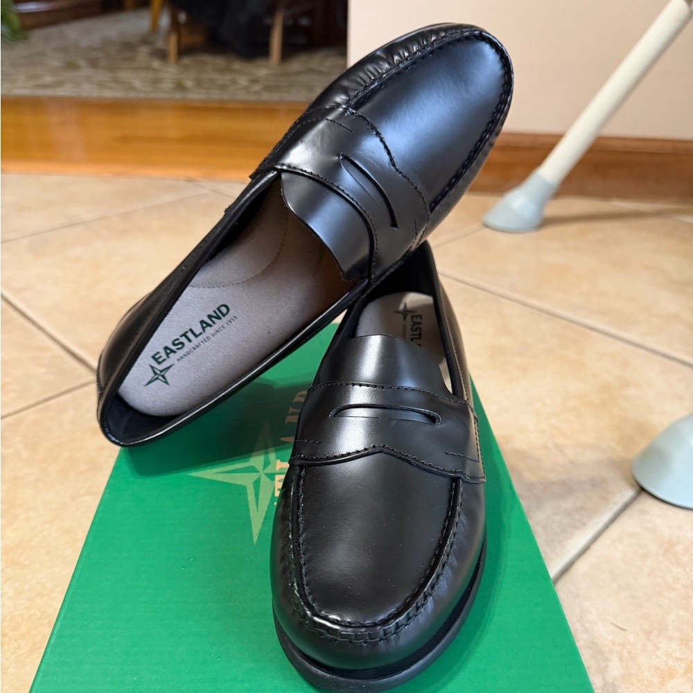 Eastland Black Leather Penny Loafers